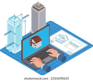 Ilustración de imágenes de diseño asistido por computadora de arquitectura