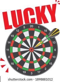 Image illustration with an arrow stuck in the center of the darts board