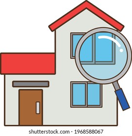 Image illustration of assessing a house with a magnifying glass