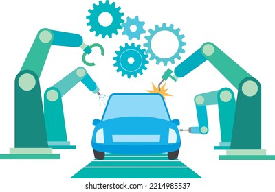 Image illustration of an automobile production line