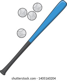 Image illustration of baseball bat and ball