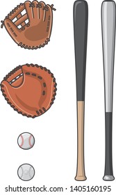 Image illustration of baseball equipment set