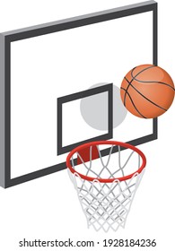 Image illustration of basketball and goal