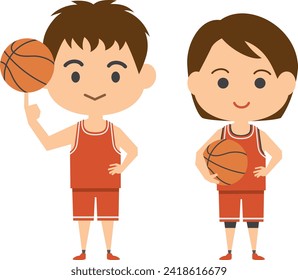 Ilustración de imágenes de jugadores de baloncesto (conjuntos masculinos y femeninos)