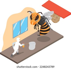 Image illustration of beehive removal work