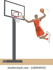 Image illustration of a black man doing a dunk shoot