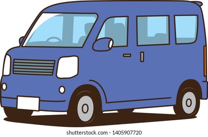 Image illustration of a blue mini car seen from diagonally in front