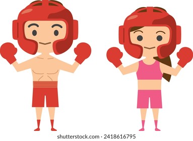 Image illustration of a boxer wearing headgear (men and women set)