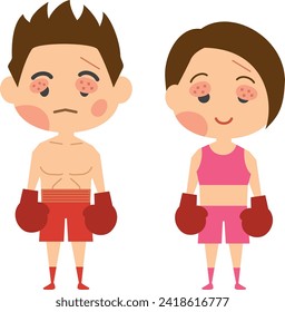 Image illustration of a boxer who lost a match (male and female set)