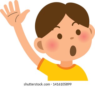 Image illustration of boy doing raising hand
