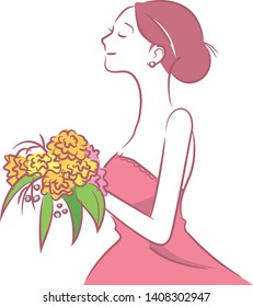 Image illustration of bride standing sideways (upper body)