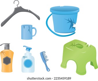 Image illustration of broken plastic products (garbage problem)