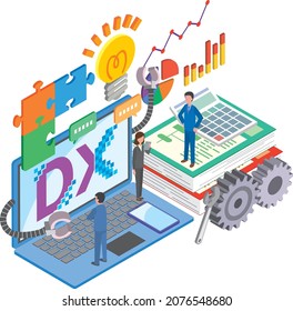 Image illustration of business efficiency improvement by digital transformation