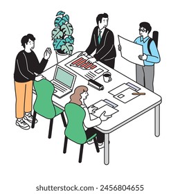 Image illustration of business people having a meeting