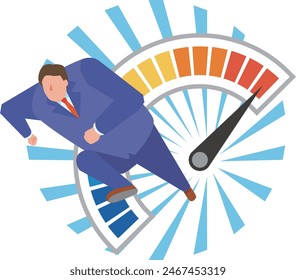 Image illustration of a businessman running at full throttle