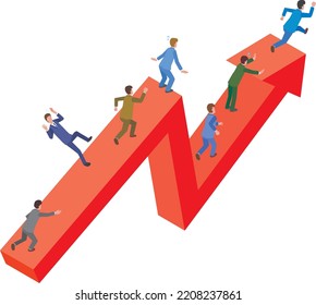 Image illustration of a businessman's career competition