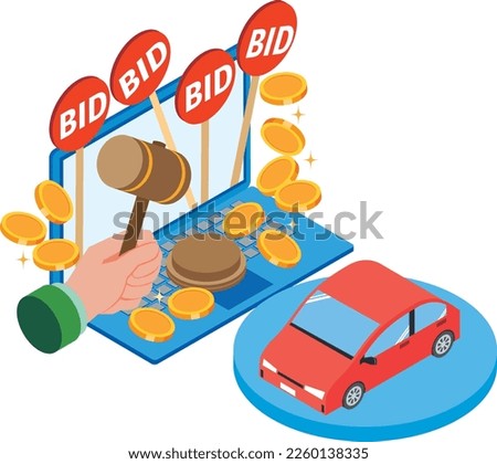 Image illustration of a car auction on the Internet