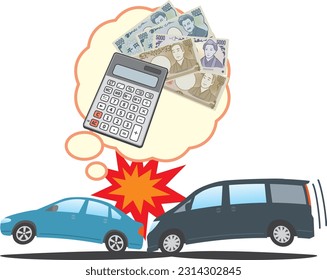Image illustration of car insurance. traffic accident and money