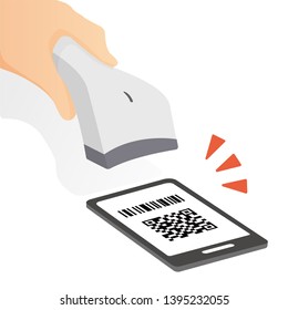
It is an image illustration of cashless payment with a smartphone. Ideal for illustrations of systems that use QR codes and barcodes.
