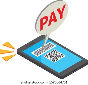 Image illustration of cashless payment with smartphone