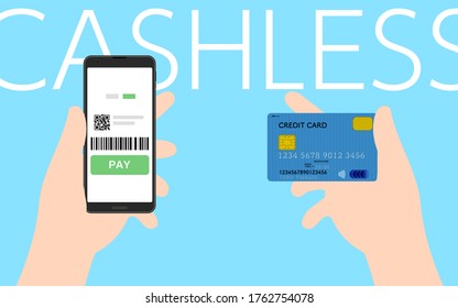 Image illustration of cashless payment with smartphone payment application and credit card
Vector illustration material