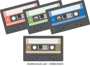 Image illustration of cassette tape color set (recording medium)