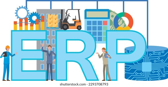Ilustración de imágenes de la gestión centralizada de la información por ERP