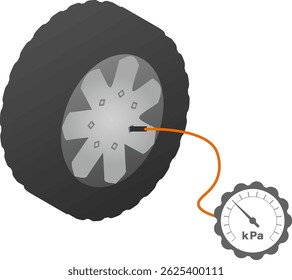 Image illustration of checking tire pressure
