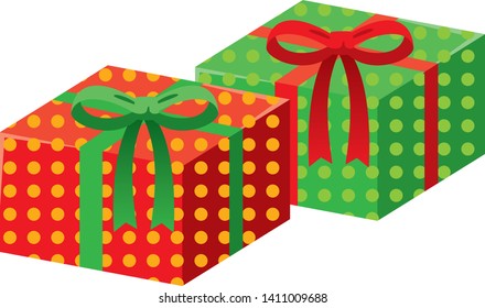 Image illustration of Christmas present wrapped in red and green wrapping paper