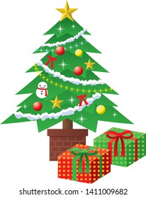 Image illustration of Christmas tree and presents