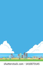 Image illustration of cityscape with blue sky and sea
