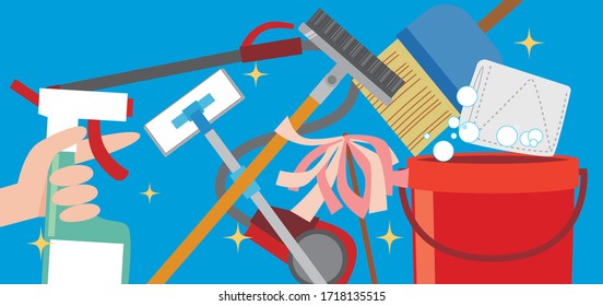 An image illustration to clean up with a cleaning tool