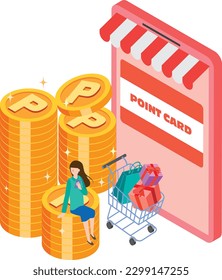 Image illustration of collecting points with a point card app