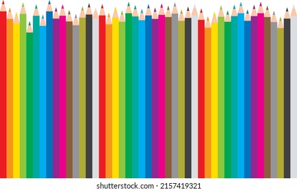 Ilustración de lápices de colores alineados (material de fondo)