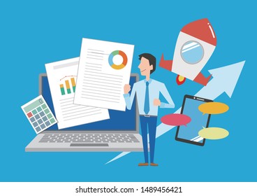 Image illustration of a company employee with good work results