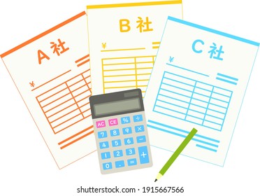 Image illustration comparing quotations of companies A, B, C