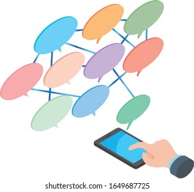 Image illustration connecting to the Internet using a smartphone