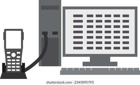 Image illustration of connecting a terminal to a computer and sending data