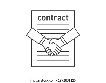 Image illustration of contracting and shaking hands. Contract negotiation. Contract concluded. 