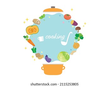 Image illustration of cooking in a pot with vegetables