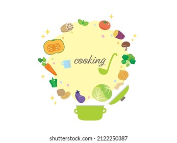 Ilustración de la imagen cocinando en una olla con verduras
