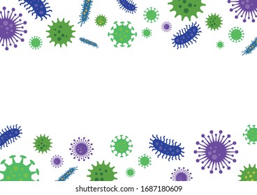 Image illustration of coronavirus and influenza virus.Virus  vectors frame. White Background. Vector Illustration.