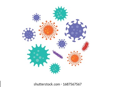 Image illustration of coronavirus and influenza virus.Virus  vectors icon. White Background. Vector Illustration.