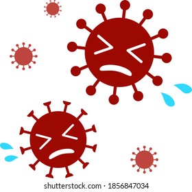 Bild-Illustration von Coronavirus, rot, weinend