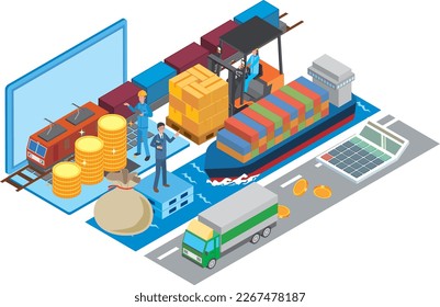 Ilustración de la imagen de los costos relacionados con el transporte logístico