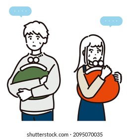 Image illustration of a couple dissatisfied with money management. vector.