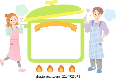 Bild-Illustration eines Paares, das Spaß beim Kochen hat