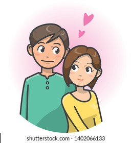 Image illustration of couple and heart (upper body)