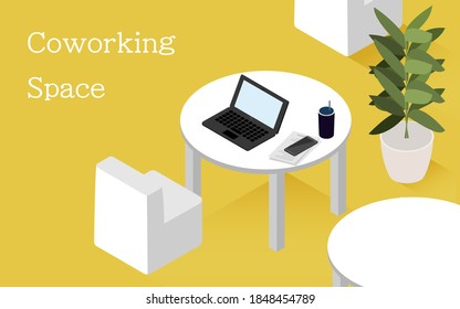 Image illustration of coworking space isometric