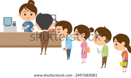 Image illustration of a crowded convenience store cash register